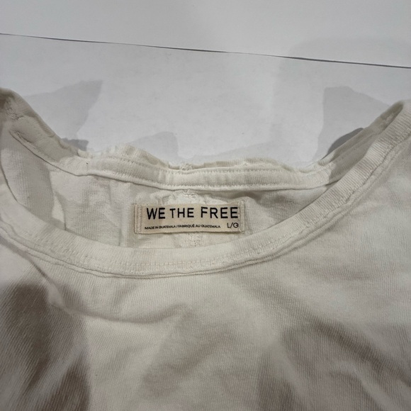 New! We The Free White Oversized Women’s Short Sleeve Ruffle Top  Size- Large - Picture 2 of 4